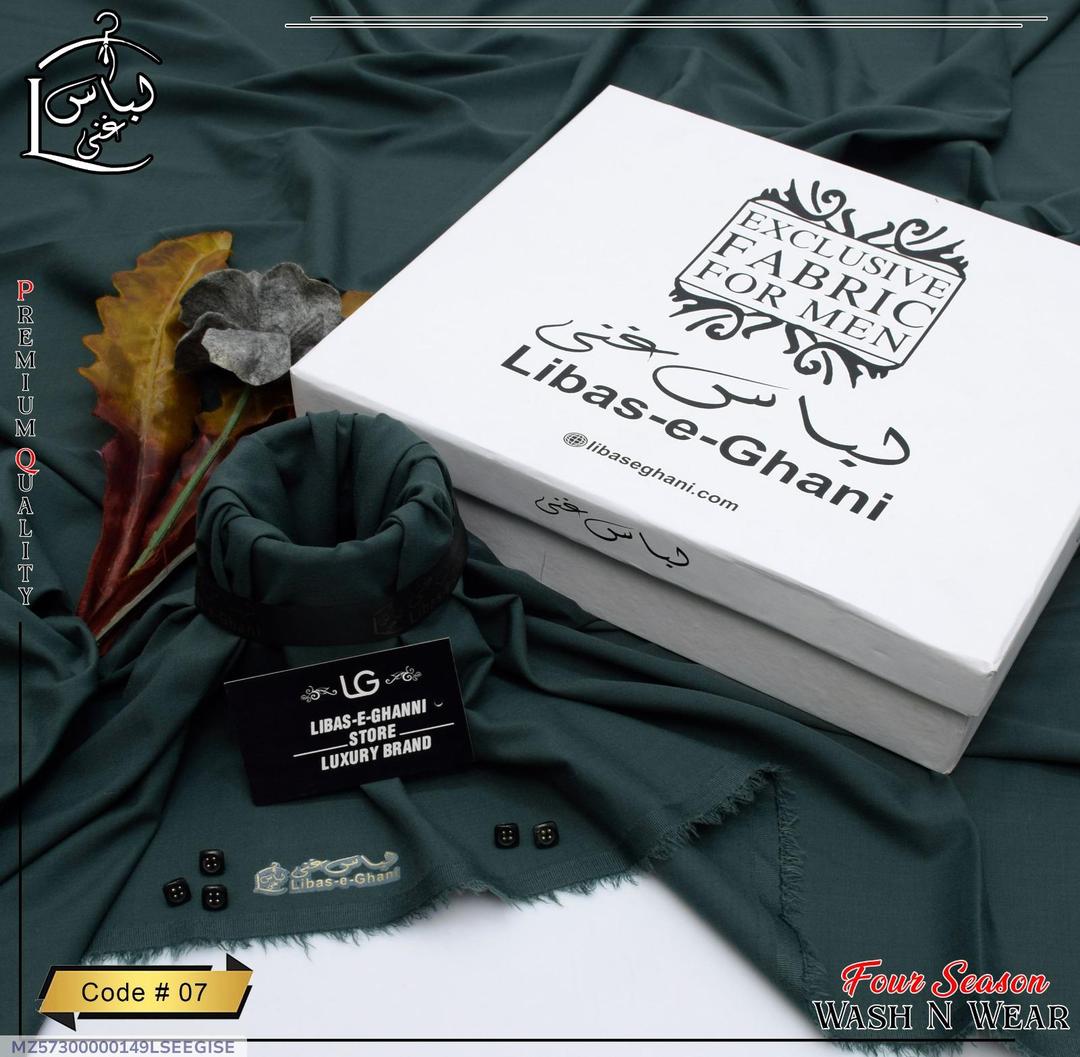 Men’s Unstitched Wash And Wear Plain Suit (Libas e Ghani)