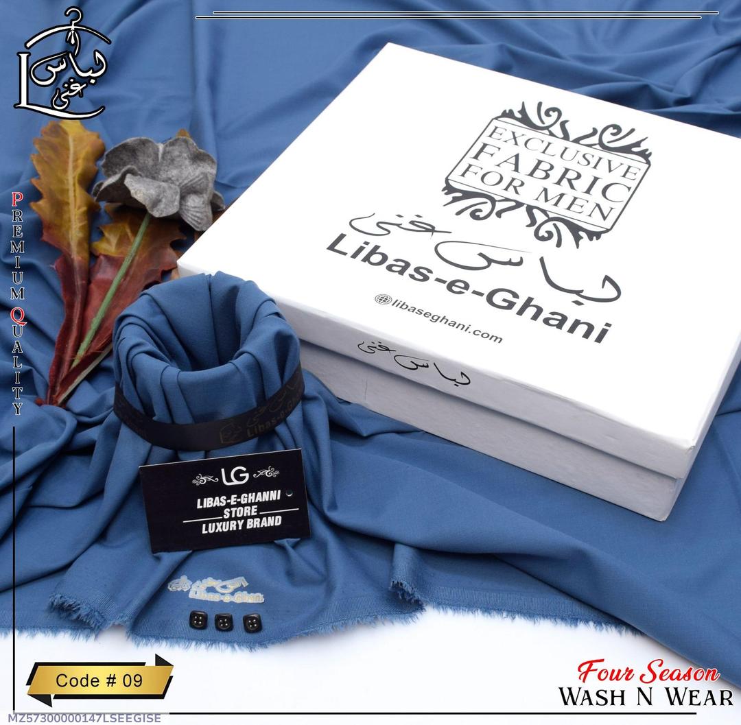Men’s Unstitched Wash And Wear Plain Suit (Libas e Ghani)