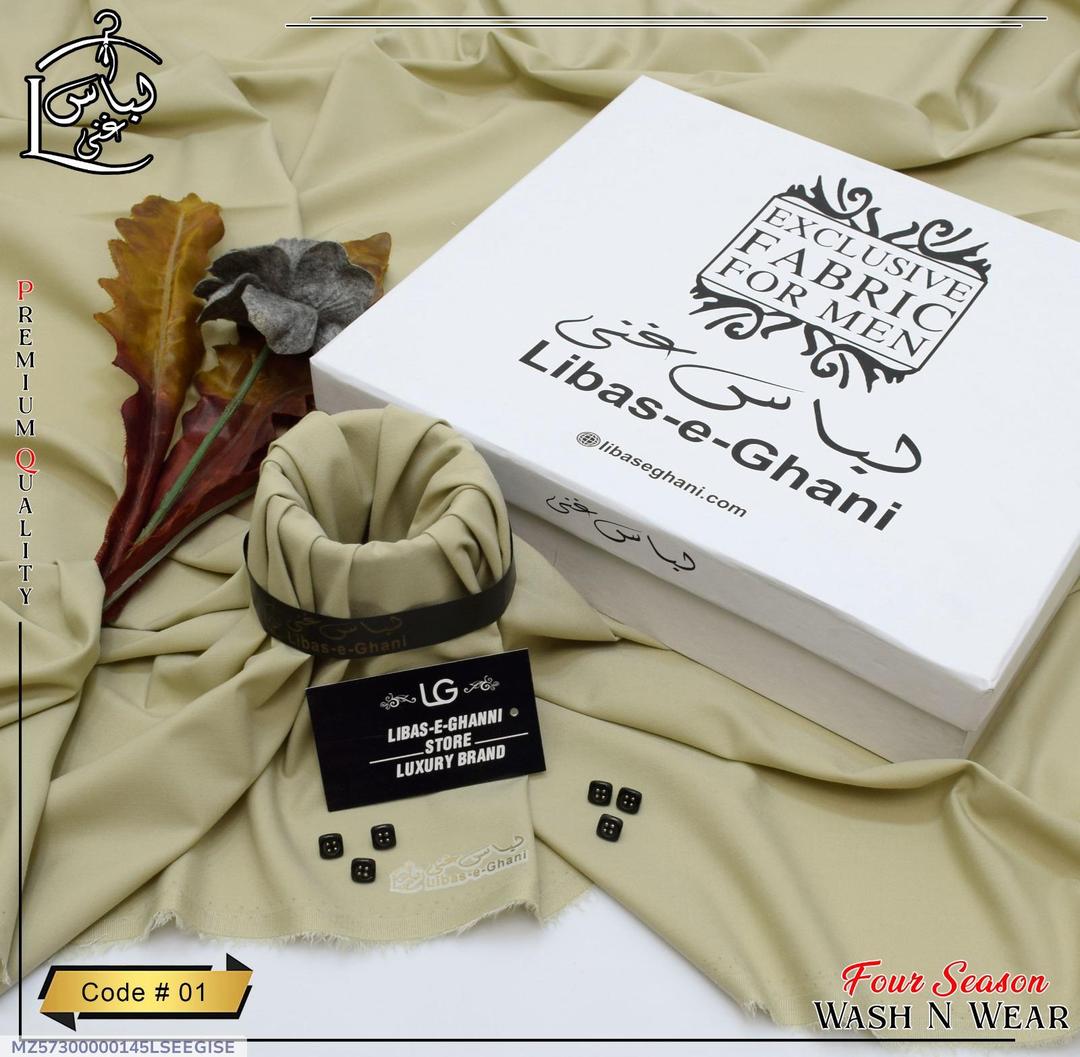 Men’s Unstitched Wash And Wear Plain Suit (Libas e Ghani)
