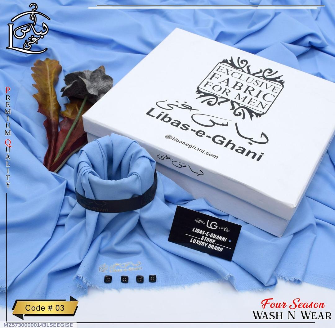 Men’s Unstitched Wash And Wear Plain Suit (Libas e Ghani)