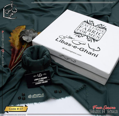 Men’s Unstitched Wash And Wear Plain Suit (Libas e Ghani)