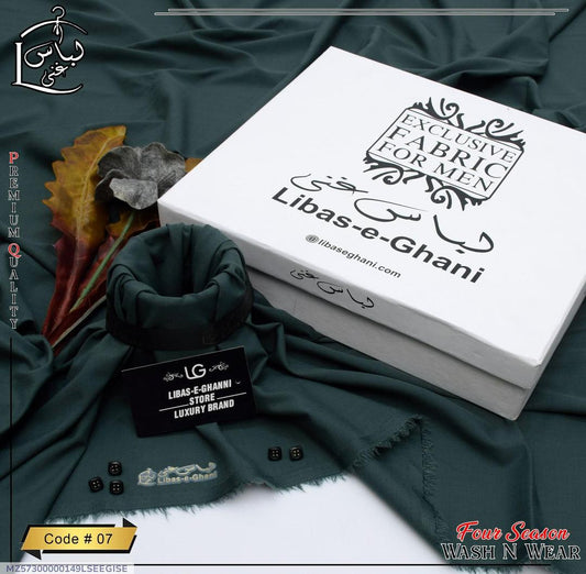 Men’s Unstitched Wash And Wear Plain Suit (Libas e Ghani)