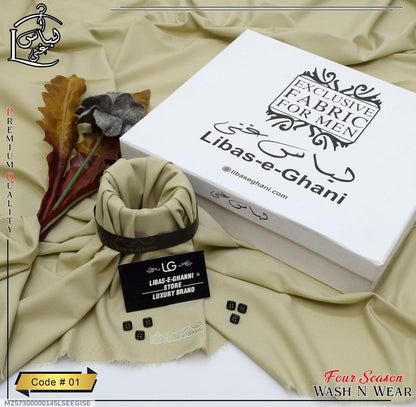 Men’s Unstitched Wash And Wear Plain Suit (Libas e Ghani)