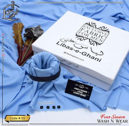 Men’s Unstitched Wash And Wear Plain Suit (Libas e Ghani)