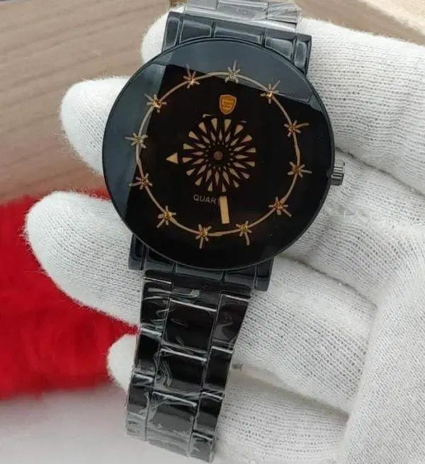 Men's Black Stainless Steel Quartz Watch